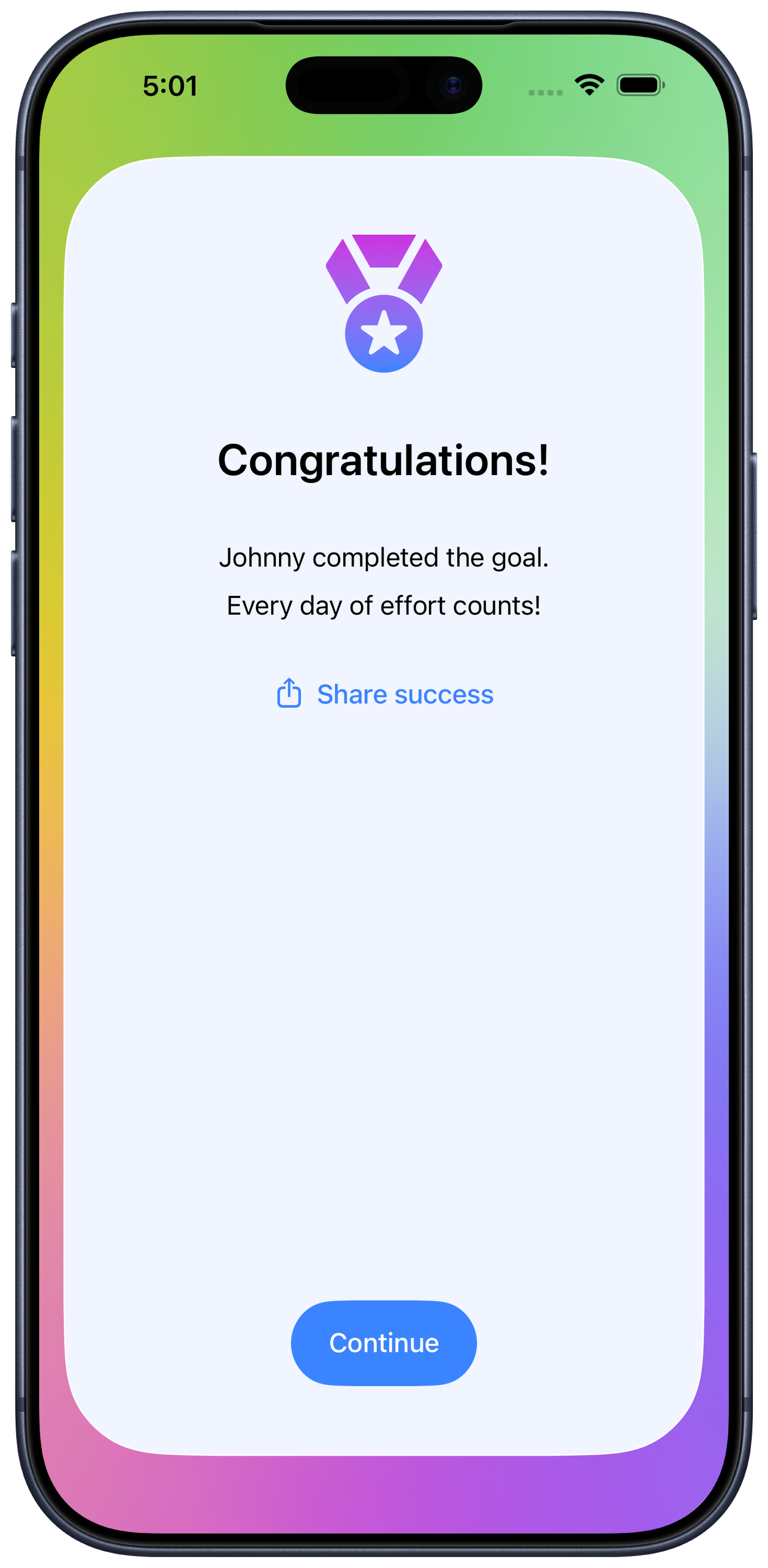 Kidmet celebration card screen